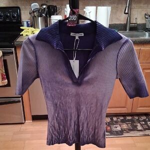 Cotton Citizen Purple Ombre Ribbed Polo Tee